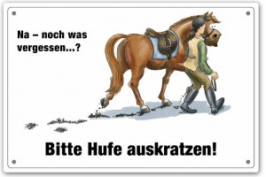 Comic Schilder - Schild - Bitte Hufe auskratzen...