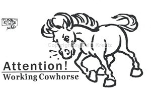 Auto Aufkleber Attention ! Working Cowhorse