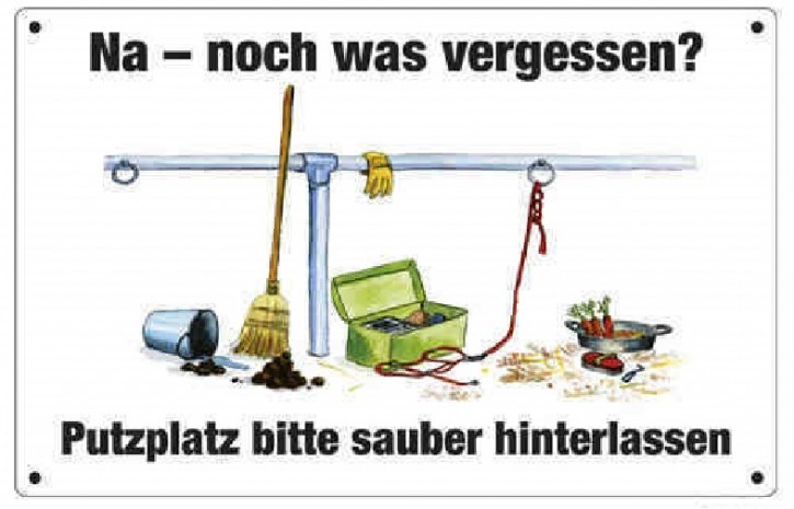 Comic Schilder - Schild - Putzplatz bitte sauber hinterlassen